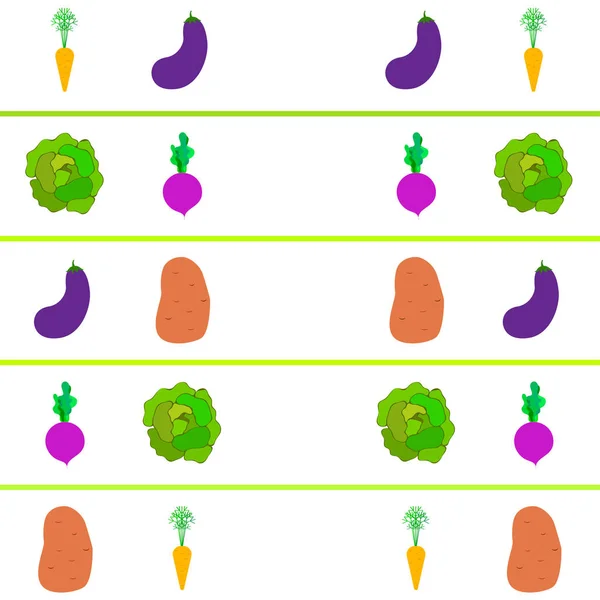 양배추, 사탕무, 당근, 가지, 감자, 신선 한 야채. 유기농 식품 포스터. 농부의 시장 디자인. 벡터 배경. — 스톡 벡터