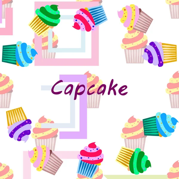 Capcake Backen Sahne Beerensüße Dessert. farbenfrohe Elemente für die Menükollektion von Cafés und Restaurants. Frohe Feiertage. — Stockvektor