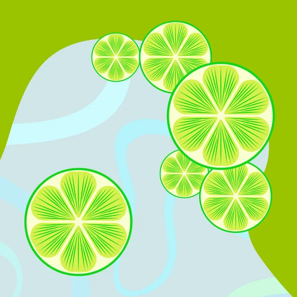 Grön halva och slice lime. vektor illustration, bakgrund. — Stock vektor