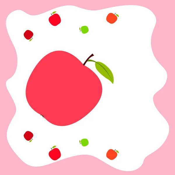 Ilustración vectorial del marco Apple. Diseño de tarjeta vectorial con manzana y hoja . — Vector de stock