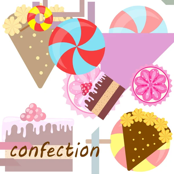 家庭烘焙向量图解生日蛋糕,蛋糕和糖果. 海报、卡片和广告的设计理念. — 图库矢量图片