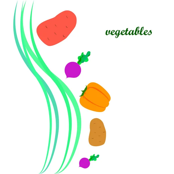 Frisches Gemüse. Paprika, Rüben, Kartoffeln. Plakat mit Bio-Lebensmitteln. Bauernmarktgestaltung. Vektor. — Stockvektor