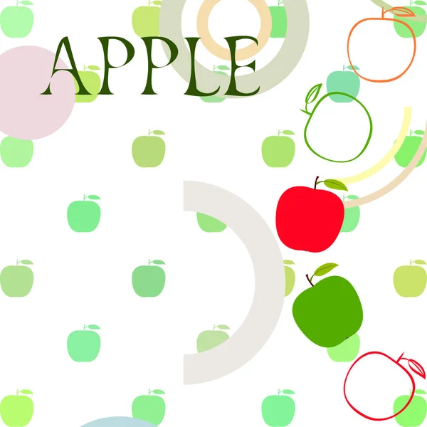 Illustration vectorielle de cadre Apple. Conception de carte vectorielle avec pomme et feuille . — Image vectorielle