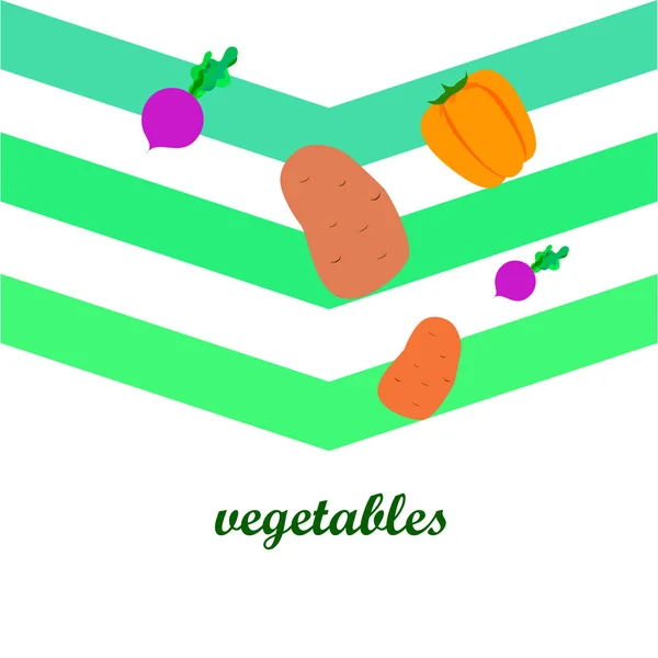 Verdure fresche. Peperoni, barbabietole, patate. Manifesto di cibo biologico. Progettazione del mercato agricolo. Vettore . — Vettoriale Stock