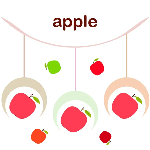 Ilustración vectorial del marco Apple. Diseño de tarjeta vectorial con manzana y hoja . — Archivo Imágenes Vectoriales