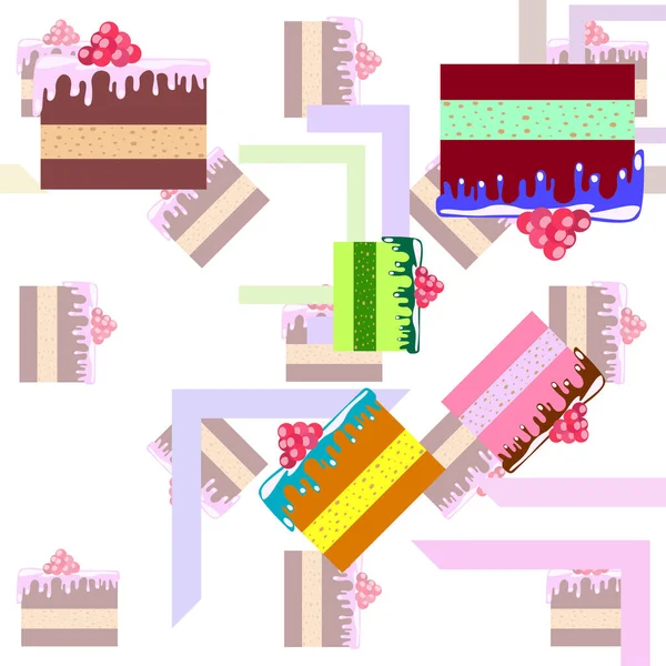 Colorful sweet cakes slices pieces vector illustration. — Stock vektor