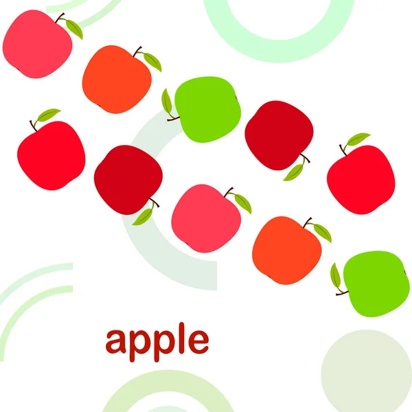 Ilustración vectorial del marco Apple. Diseño de tarjeta vectorial con manzana y hoja . — Archivo Imágenes Vectoriales