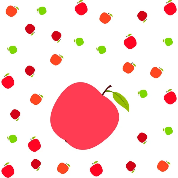 Ilustração do vetor do quadro da Apple. Design de cartão vetorial com maçã e folha . —  Vetores de Stock