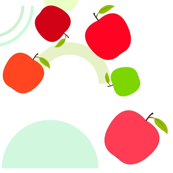 Ilustración vectorial del marco Apple. Diseño de tarjeta vectorial con manzana y hoja . — Archivo Imágenes Vectoriales