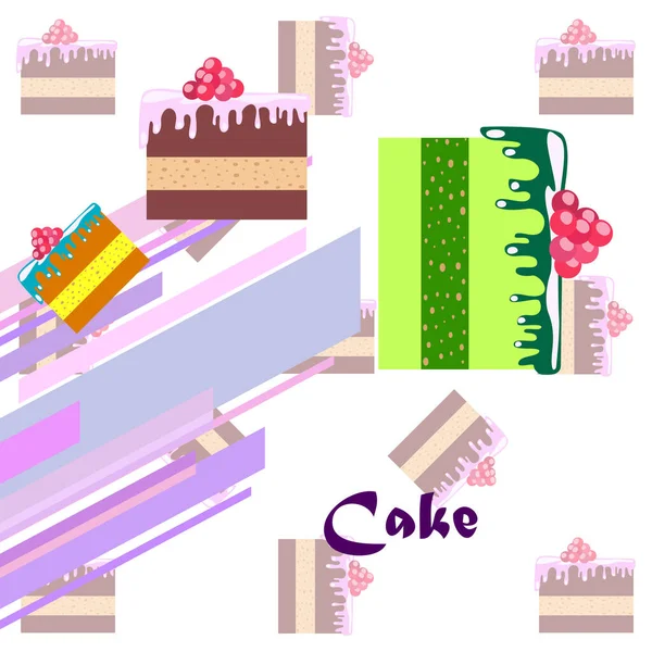 Colorful sweet cakes slices pieces vector illustration. — Stock vektor