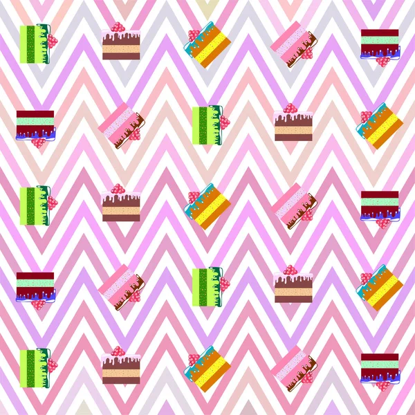 Colorful sweet cakes slices pieces vector illustration. — Stock vektor