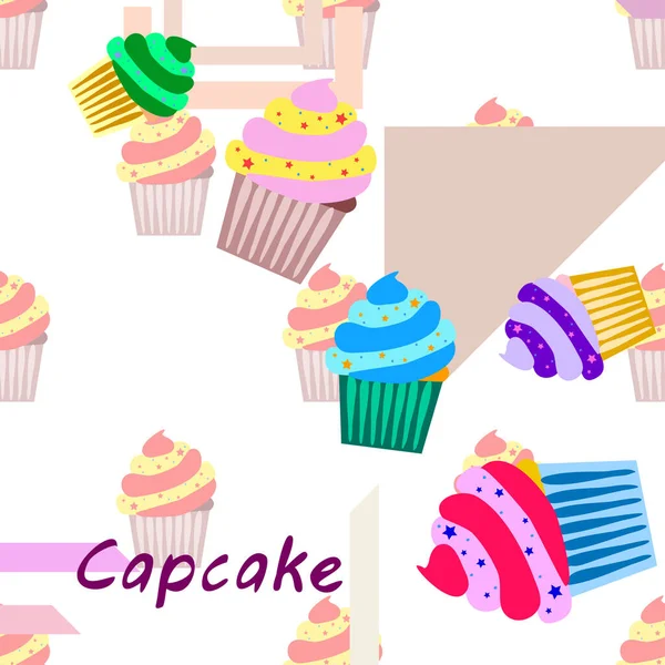 Capcake bakning grädde bär sötma dessert. Färgglada element för menysamlingen av kaféer och restauranger. God fortsättning. — Stock vektor