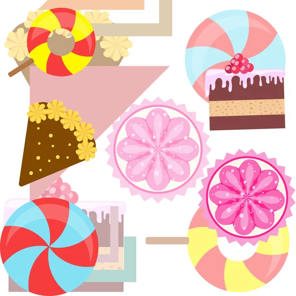 Accueil boulangerie illustration vectorielle de gâteau d'anniversaire, capcake et bonbons. Idée de design pour affiche, cartes et publicité . — Image vectorielle