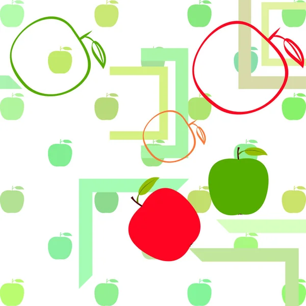 Apple frame vector illustratie. Vector kaart ontwerp met appel en blad. — Stockvector