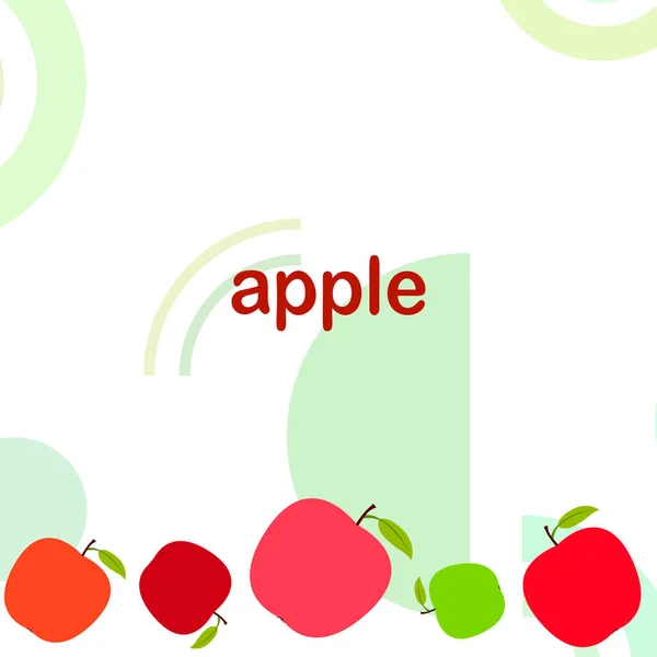 Ilustración vectorial del marco Apple. Diseño de tarjeta vectorial con manzana y hoja . — Archivo Imágenes Vectoriales