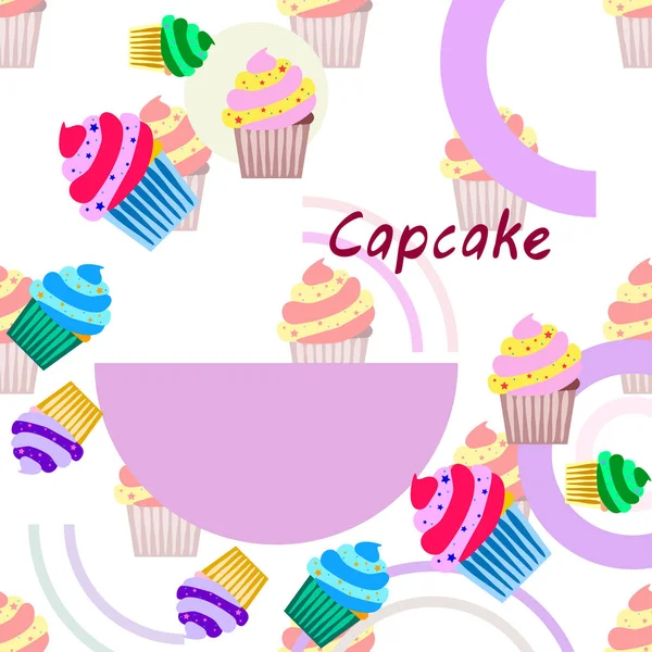 Capcake bakken crème bessen zoetheid dessert. Kleurrijke elementen voor de menuverzameling van cafés en restaurants. Fijne vakantie.. — Stockvector