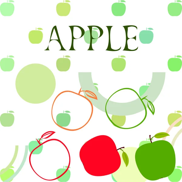 Ilustración vectorial del marco Apple. Diseño de tarjeta vectorial con manzana y hoja . — Archivo Imágenes Vectoriales