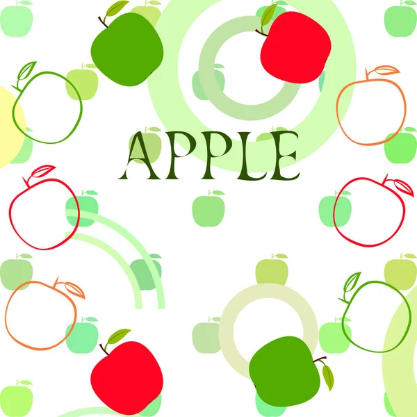 Ilustración vectorial del marco Apple. Diseño de tarjeta vectorial con manzana y hoja . — Vector de stock