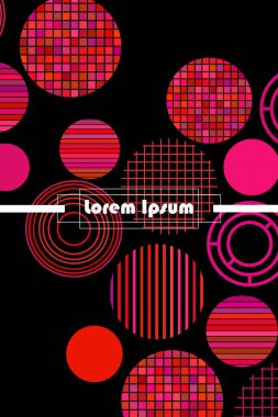 Metin için yeri olan kusursuz vektör geometrik arkaplan. Broşür, davetiye, tebrik kartı, poster tasarımı için soyut yaratıcı konsept. Üst üste binen çoklu renk desenini çember çiz.