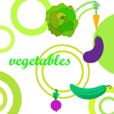 Lahana, pancar, havuç, patlıcan, salatalık, taze sebze. Organik gıda posteri. Çiftçi pazarı tasarımı. Vektör arkaplanı.