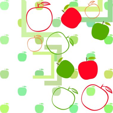 Apple çerçeve vektör illüstrasyon. Elma ve yaprak ile vektör kartı tasarımı.