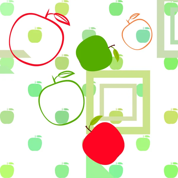 Ilustracja wektorowa ramki Apple. Projekt karty wektorowej z jabłkiem i liściem. — Wektor stockowy
