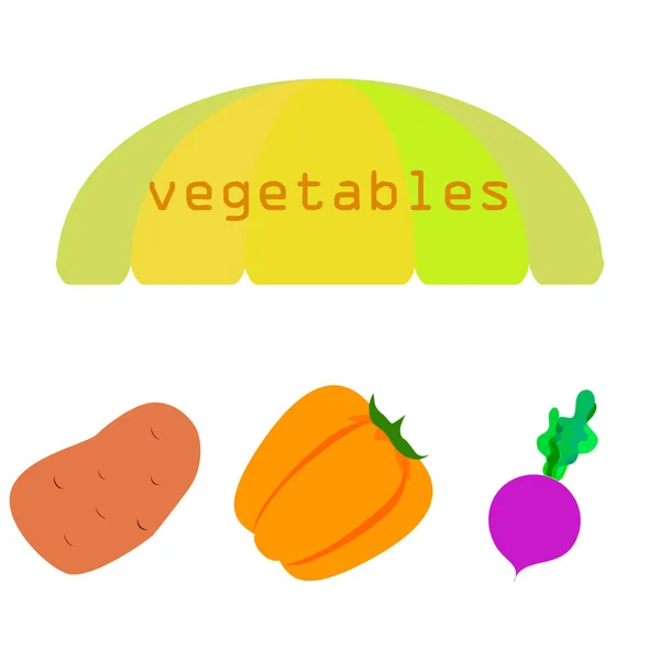 Frisches Gemüse. Paprika, Rüben, Kartoffeln. Plakat mit Bio-Lebensmitteln. Bauernmarktgestaltung. Vektor. — Stockvektor