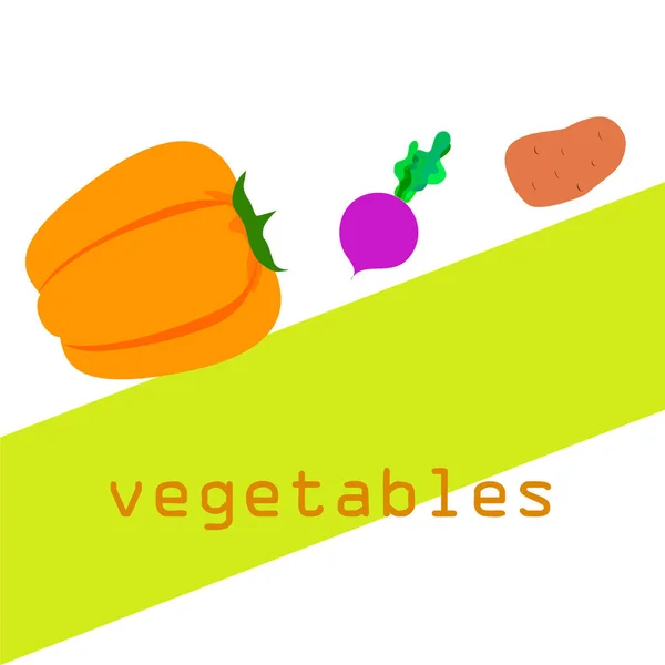 Свіжі овочі. Перець, буряк, картопля. Плакат з органічної їжі. Дизайн ринку фермерів. Векторні . — стоковий вектор