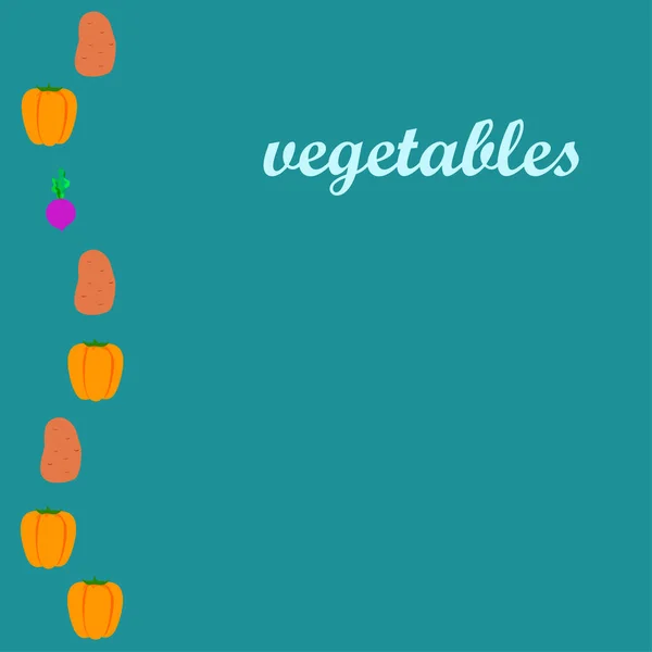 Verse groenten. Pepers, bieten, aardappelen. Biologisch voedsel poster. Landbouwmarktordening. Vector. — Stockvector