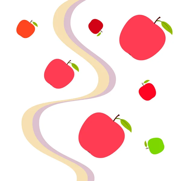 Ilustración vectorial del marco Apple. Diseño de tarjeta vectorial con manzana y hoja . — Archivo Imágenes Vectoriales