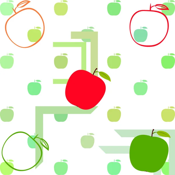 Illustration vectorielle de cadre Apple. Conception de carte vectorielle avec pomme et feuille . — Image vectorielle