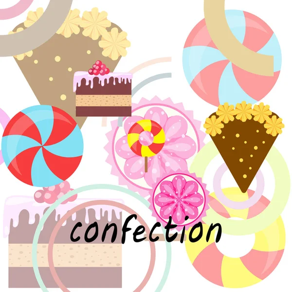 Домашня пекарня Векторна ілюстрація торта на день народження, кекс та цукерки. Дизайнерська ідея для плакатів, карт та реклами . — стоковий вектор