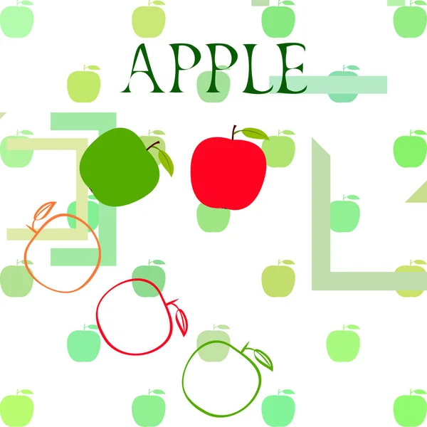 Απεικόνιση διανυσματικών πλαισίων Apple. Σχεδίαση διανυσματικής κάρτας με μήλο και φύλλο. — Διανυσματικό Αρχείο