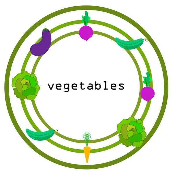 Lahana, pancar, havuç, patlıcan, salatalık, taze sebze. Organik gıda posteri. Çiftçi pazarı tasarımı. Vektör arkaplanı. — Stok Vektör