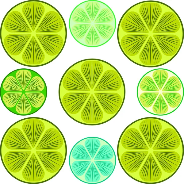 Zielona połowa i pokroić limonkę. Ilustracja wektora, tło. — Wektor stockowy