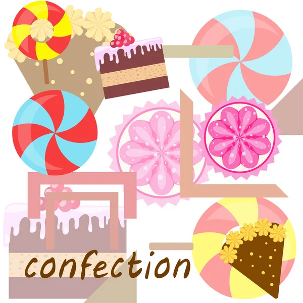 Casa forno vettoriale illustrazione di torta di compleanno, capcake e dolci. Idea di design per poster, cartoline e pubblicità . — Vettoriale Stock