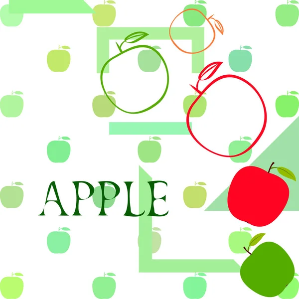 Apple frame vector illustratie. Vector kaart ontwerp met appel en blad. — Stockvector