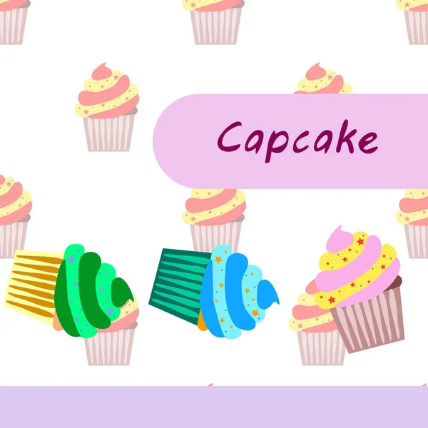 Capcake pieczenia śmietany jagodowy deser słodyczy. Kolorowe elementy do kolekcji menu kawiarni i restauracji. Wesołych świąt. — Wektor stockowy