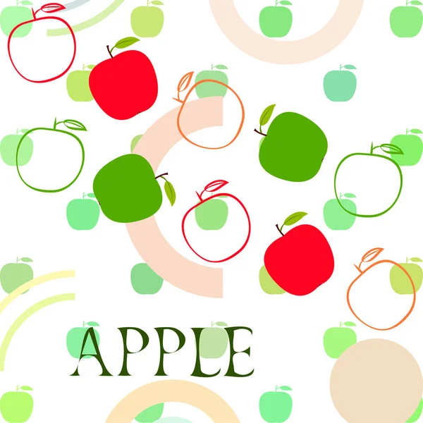 Ilustración vectorial del marco Apple. Diseño de tarjeta vectorial con manzana y hoja . — Archivo Imágenes Vectoriales