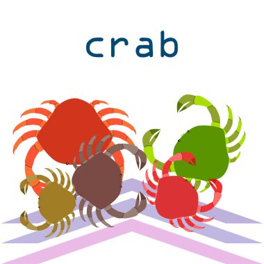 Yengeç. Deniz ürünleri. Bir deniz hayvanının vektör illüstrasyonu.