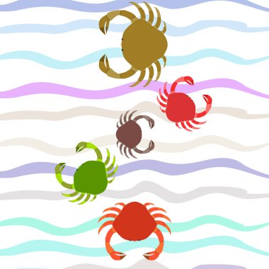 Yengeç. Deniz ürünleri. Bir deniz hayvanının vektör illüstrasyonu.