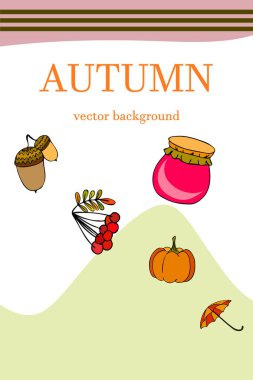 Şemsiye, balkabağı, meşe palamudu, reçel beyaz arkaplanda izole