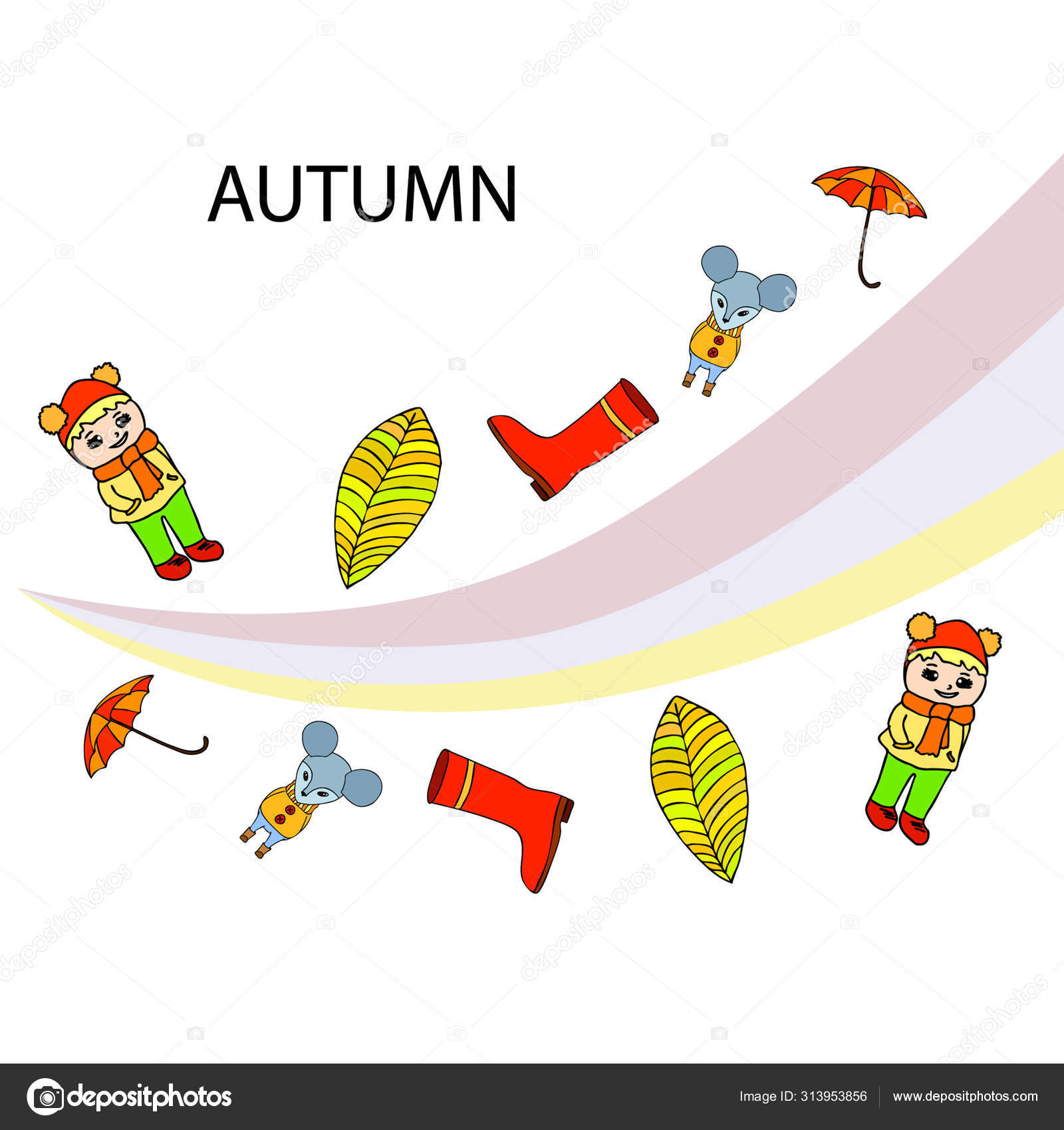 マウス 女の子 ブーツ 白い背景に隔離された紅葉 ストックベクター マウス 女の子 ブーツ 白い背景に隔離された紅葉 ストックベクター