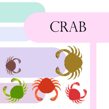 Yengeç. Deniz ürünleri. Bir deniz hayvanının vektör illüstrasyonu.