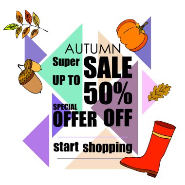 Renkli arkaplanda sonbahar indirimi 