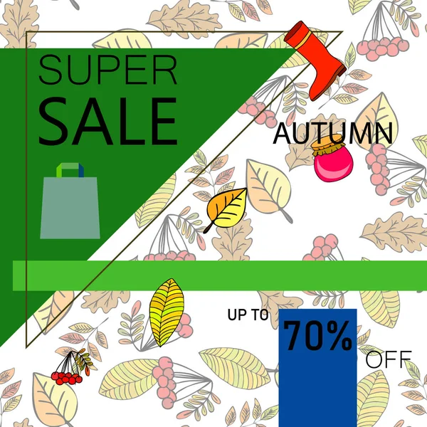 Venta Otoño Sobre Fondo Colorido — Archivo Imágenes Vectoriales