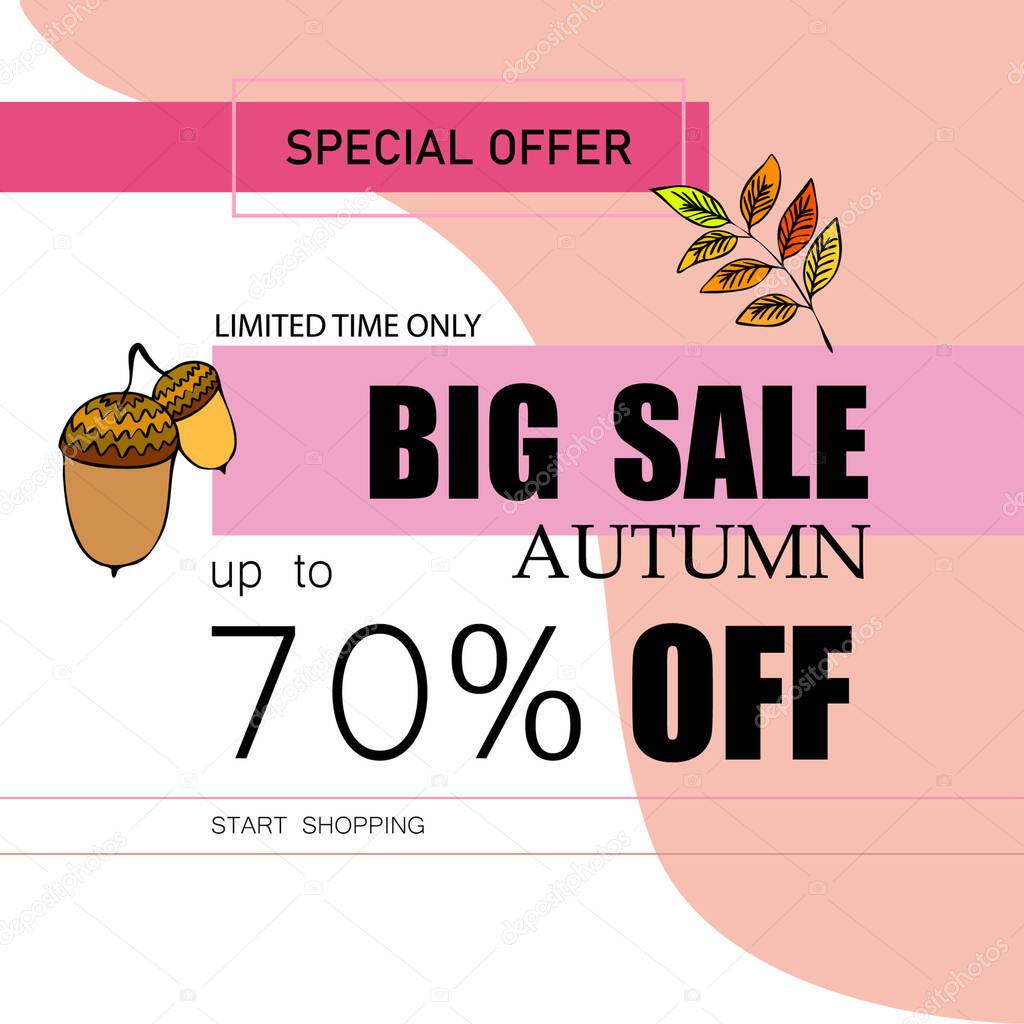 autumn sale on colorful background 
