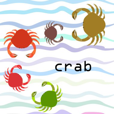 Yengeç. Deniz ürünleri. Bir deniz hayvanının vektör illüstrasyonu.