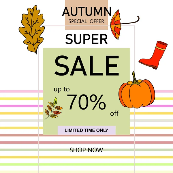 Herbstverkauf Auf Buntem Hintergrund — Stockvektor