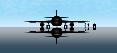 Uçak bakım nerede bir askı bir düzlemde hizmet veriliyor bu görüntü odaklanmıştır. Bu bir örnektir.